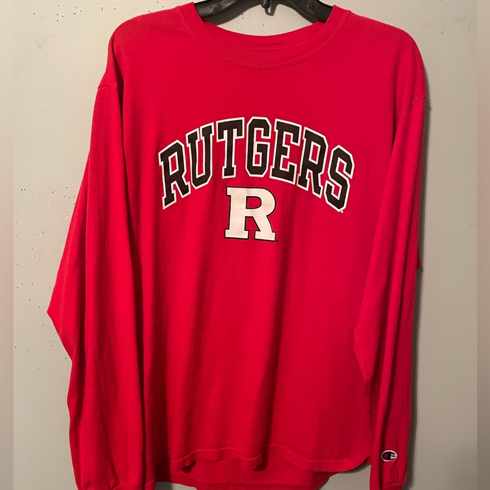 Rutgers college RU long sleeve graphic tee size large champion